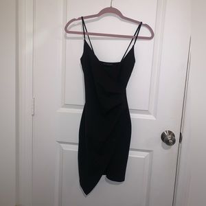 Black wrap asymmetrical dress